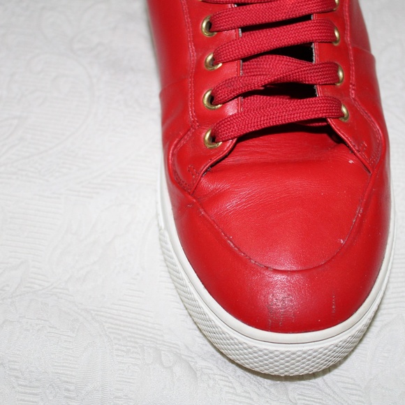 MENS VERSACE RED PALAZZO MEDUSA HIGH TOP SNEAKERS - Picture 8 of 11